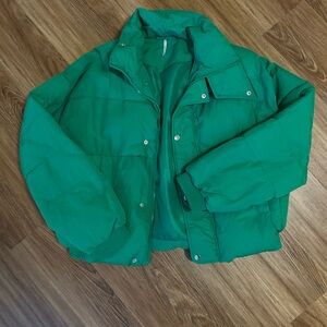 Free People Green Puffer Jacket
